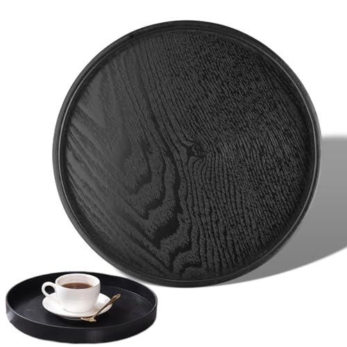 FILFEEL Dienblad Voedsel Theebord Rond Massief Hout Koffie Snack Maaltijden Restaurant Trays Japanse Stijl (30cm)