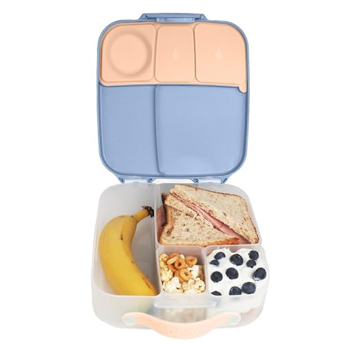 b.box Lunchbox voor kinderen, gelimiteerde oplage, kleur, 4 vakken (2 lekvrij), grote maat voor grote eetlust kinderen vanaf 3 jaar, Feelin' Peachy 2 l