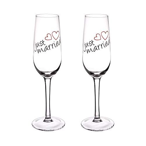 GRÄWE Set van 2 champagneglazen Just Married 210 ml