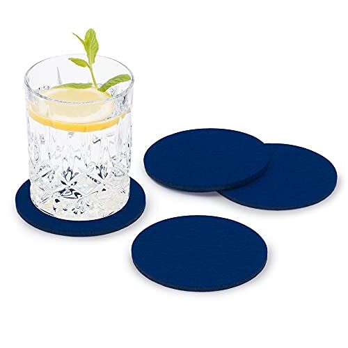 FILU Vilten onderzetters rond pak van 8 (kleur naar keuze) donkerblauw onderzetters van vilt voor tafel en bar als glasonderzetter / drankonderzetter voor glas en glazen