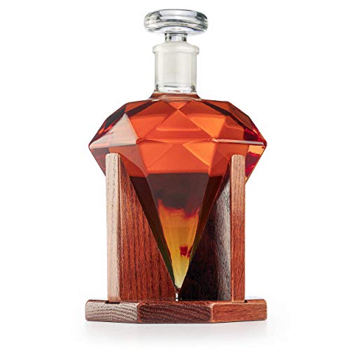 The Wine Savant Diamantkaraf voor whisky, likeur, Scotch, rum, bourbon, wodka, tequila karaf, de wijn savant 750ml