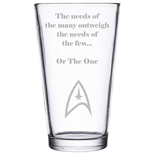 Chichi Gifts Star Trek Spock Kirk Quote Bierglas -De behoeften van de vele opwegen tegen de behoeften van de weinigen. Of de Ene