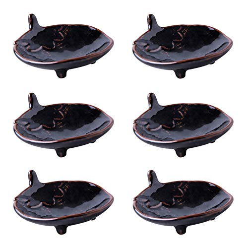 Xumh2024-3 Sausschotel Keramische Dip Bowls Set Japanse Stijl 6 Packs Sojasaus Schotel Multifunctionele Bijgerecht Kom Kruiden Gerechten Soja Dip Saus Gerechten (Wit/Zwart) Snackschalen (Color : Zwart)