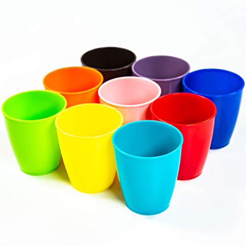 Youngever 9 Stuks 250ML Kinderbekers, Kleine Plastic Bekers, Plastic Drinkbekers voor Kinderen, Kleine Herbruikbare Drinkbekers, Kleine Onbreekbare Drinkbeker, Kleine Kopjes (Rainbow)