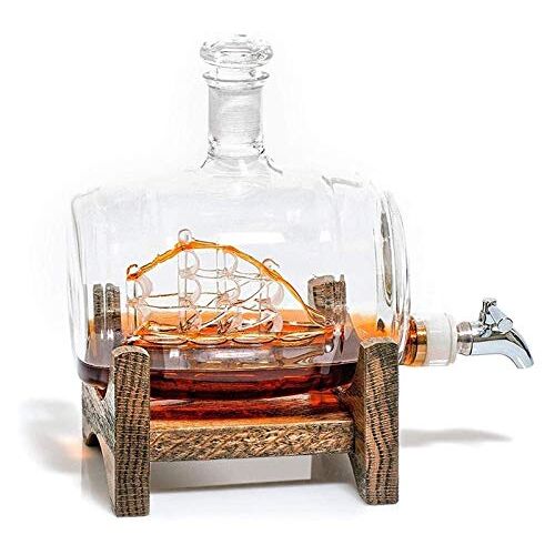 GaRcan Drank-karaffen Karaffen Zeilschip RVS Tapkraan Drankdispenser voor Tequila Bourbon Rum Alcoholgerelateerde cadeaus voor papa