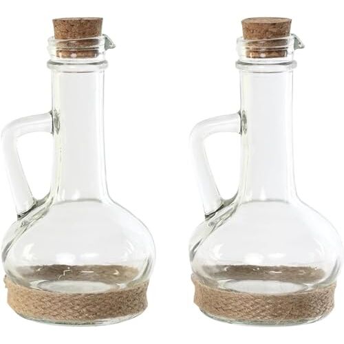 MGE Olie en Azijn Set Glazen Olie en Dressing Container Set Klassiek Olieblik met Kurkstop Retro Design Set 2 x 230 mL