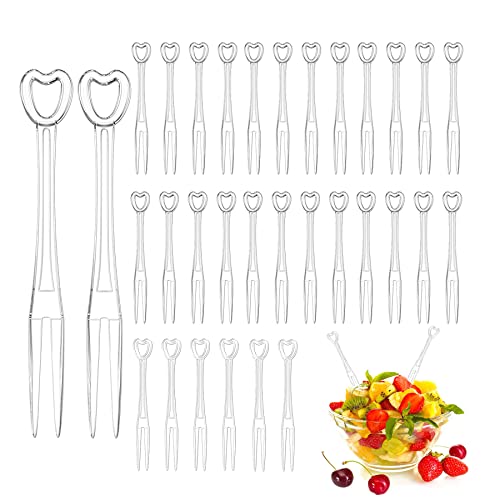 GEFIRE 200 stuks fruitvorken, vorken, mini-vorken, voedselprikkers, plastic vorken, kleine vorken, prikers, voor eten, fruit, cocktailvork, cake, feestaccessoires, bento-accessoires (8,5 cm)