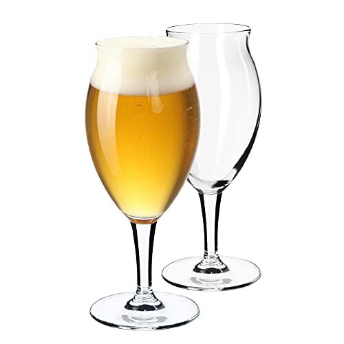 KADAX Bierglazen, bierglazen van glas, biertulpen, tarweglazen voor donker en licht bier, ambachtelijke bierglazen, bierpul, pilsner glas, bierglas, bierbeker (410 ml, 2 stuks, transparant)