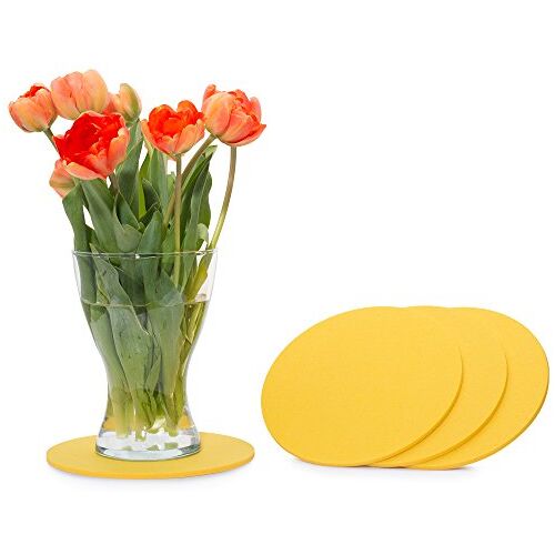 FILU Vilten onderzetters rond 20cm 4-pack (kleur naar keuze) geel onderzetters van vilt voor tafel en bar als glasonderzetter/drankonderzetter voor glas en glazen