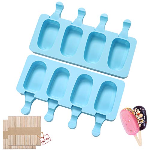 Sinnsally IJsvormen Siliconen Ijsvorm,ijslollyvormen,cakesicles siliconenvorm,Ijs Mould Silicone Ice Cream Mould Pop Ice Lolly Mold Maker met 100 Houten Sticks,ijsvormer herbruikbaar,DIY Popsicle Mallen Set