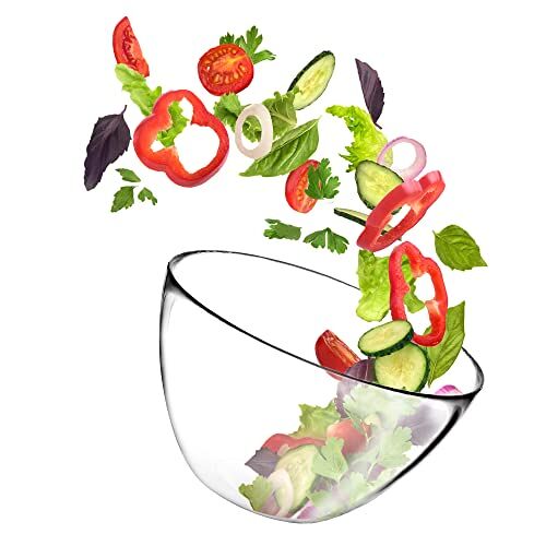 KADAX Saladeschaal van glas, ovale glazen schaal, 17 cm, glazen kom, diepe schaal voor snoep, fruit, salade, dessert, saladeschaal, fruitschaal