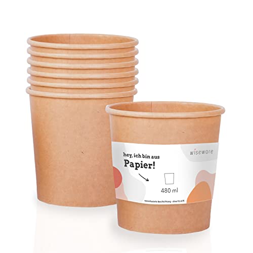 wisefood Wiseware wegwerp soepbekers bruin 25 stuks soepcontainers to go ongeveer 480 ml biologisch afbreekbare wegwerpbeker soepbeker biologisch wegwerpservies