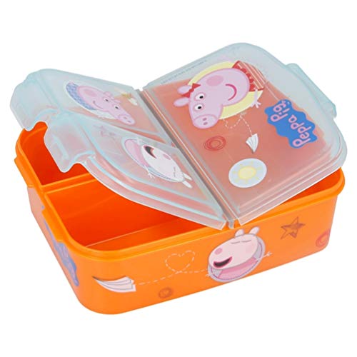 Peppa Wutz Pig Peppa Pig Lunchdoos Brooddoos Kinderlunchbox met 3 afzonderlijk afsluitbare compartimenten