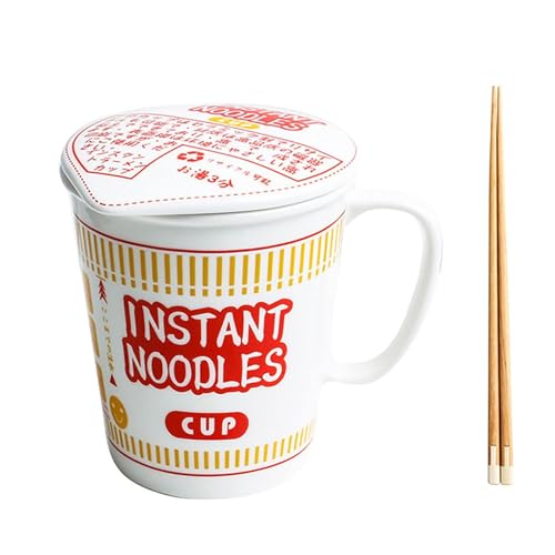 ZYILE Keramische Kom Instant Noodle Cup Volkscultuurkom Creatieve Studentenslaapzaal Instant Noodle Volkscultuurkom Keramiek Met Deksel Soep Volkscultuurkom (Color : D)