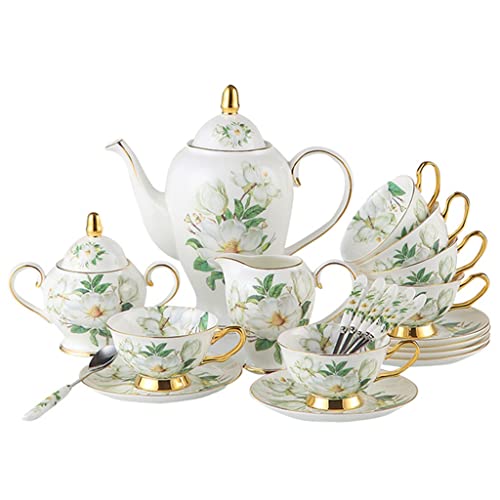 JKJZSALJ Elegante Europese Stijl 15 Schedel Porselein Keramische Koffiekop En Schotel Engels Afternoon Tea Tea Set Tuinkoffieset