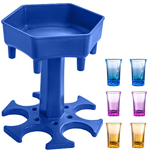 AIEOE Shot Distributeur en 6 stuks kleurrijke borrelglazen bekers, party drinkspelletjes 35 ml shot glazen beker borreldispenser voor tequila wodka cocktail