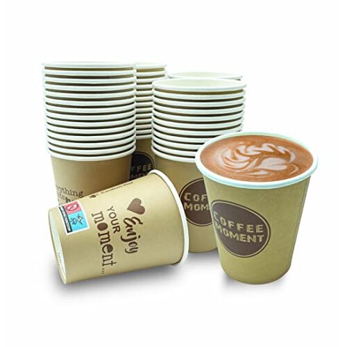 CLEARFEE Premium wegwerp koffiebeker kartonnen beker wegwerpbeker 200 ml 0,2 l 8 oz, koffie koffie to go deksel (200 bekers)