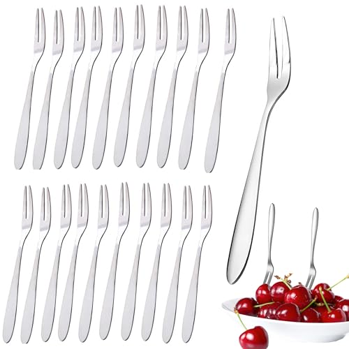 CINY 20 stuks Dessertvorken, Roestvrijstalen Fruitvork, Salade, Voorgerecht, Cake Kleine Vork Set, Cocktailvorken, Krabvorken, Decoratieve Vorken, Voor Gezinnen, Restaurants, Bistro's En Bars