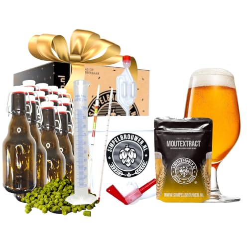 Simpelbrouwen ® Bierbrouwpakket Cadeaubox BLOND bier Zelf bier brouwen Bier brouwen startpakket Origineel cadeau Cadeau voor man Cadeau voor vrouw