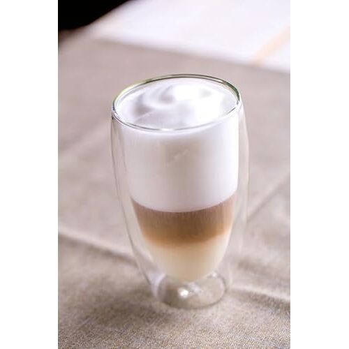 maxxo Dubbelwandige glazen Laté Macchiato Set 4 x 380 ml thermische koffieglazen met zwevend effect, duurzame koffieglazen