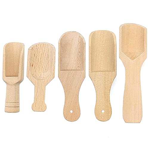 HAOBIN 5 Stuks Houten Lepels Kleine Mini Houten Lepels Zout Lepels Mini Houten Lepel Thee Lepel Houten Koffie Lepel Mini Houten Snoep Lepels Hoge Kwaliteit Hout, Keukengerei, Voor Koffie, Kruiden, Thee