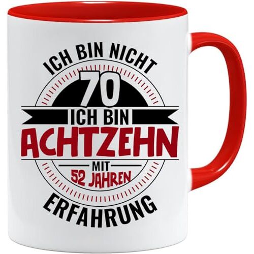 Acen Merchandise Verjaardagscadeaumok met spreuk, Ich Bin nicht 70 Ich Bin 18 mit 52 Jahre Ervaring, verjaardagscadeau cadeau-ideeën, cadeaus voor papa, opa-mok, cadeau-ideeën