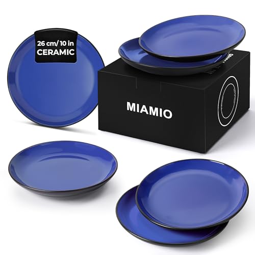 MIAMIO – 6 x 25 cm bord/diner bord set aardewerk keramiek servies set Le Papillon Collection