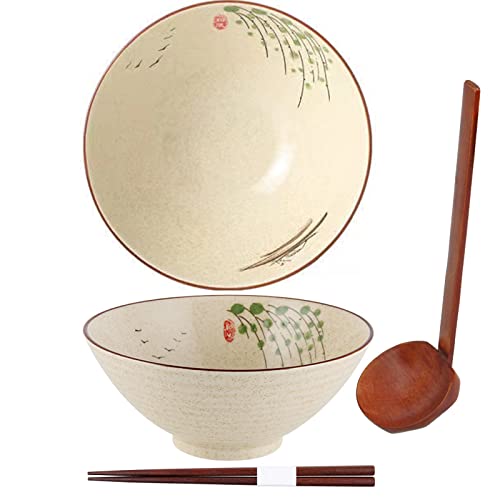 TuYines Ramen kom, Japanse kom keramiek, ramen kom set, ramen kom met lepel eetstokjes, Japanse soepkom, vintage ramenkom, Japans servies