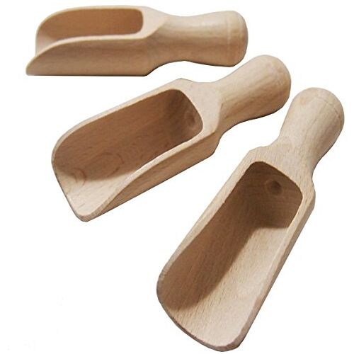 EFO Kleine houten schepset 3 stuks multifunctionele houten lepels houtzout en kruidenlepels rustieke badzoutlepel houten zaadlepel klein formaat 3 x 8cm (C2)