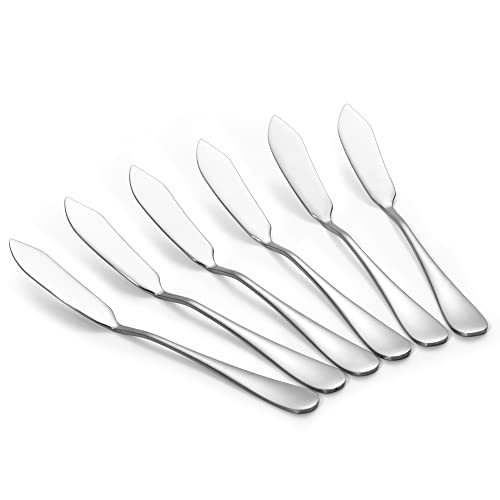 Alheco Set van 6 botermesjes Smeermessen Kleine mesjes voor tapas 14.5cm RVS Zilver