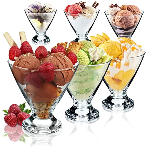 KADAX IJsbekers, glasset, ijsschalen, dessertglazen met voet, ijsglazen, dessertkommen voor ijs, desserts, fruit, voorgerechten, cocktails, dessertglazen, ijsglazen (6, 460 ml)