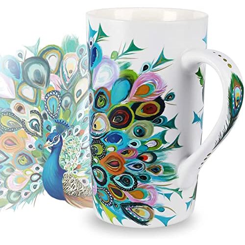 NymphFable 18oz Keramische Koffiemok Pauw koffiekopjes Beker Theekop Cappuccinokop Cadeau