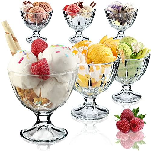 KADAX IJsbekerset, ijsschalen, dessertglazen met voet voor ijs, desserts, fruit, voorgerechten, cocktails, 6 stuks, 300 ml