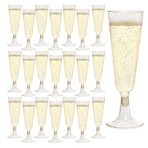 Tootesa 30 stuks champagneglazen, 150 ml goud glitter champagneglazen champagneglazen Mimosa glazen steelglazen voor champagneontvangst party picknick wijnbeker verjaardag bruiloft