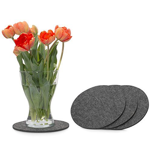 FILU Vilten onderzetters rond 20cm 4-pack (kleur naar keuze) donkergrijs onderzetters van vilt voor tafel en bar als glasonderzetter / drankonderzetter voor glas en glazen grijs