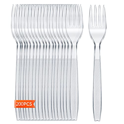 Bravebull Plastic bestek plastic vorken, plastic vorken, feestservies, herbruikbare plastic vorken, taartvorken (200)