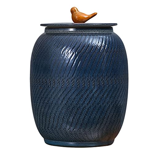 GMTstore Keramiek Voedselopslagcontainer Grote Voedselopslagcontaineropslag Met Deksel Verzegelde Graancontaineropslag Voor Keuken (Color : Blue, Size : 26.5×35cm)