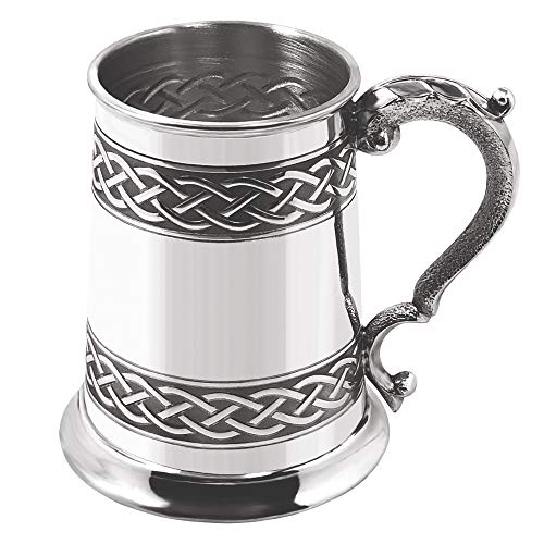 English Pewter Company Sheffield, England Engels Tinnen Bedrijf Reliëf Keltische Knoop Ontwerp 1 Pint Tankard [CEL621]