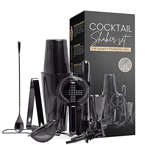 ShakeIN cocktailset 12 delig   Elegante cocktailshaker set in Space Grey   Grote cocktailmixset   750ml RVS Boston shaker   Cocktail shaker barman set   Bar Accessoires Shaker Cocktail Set