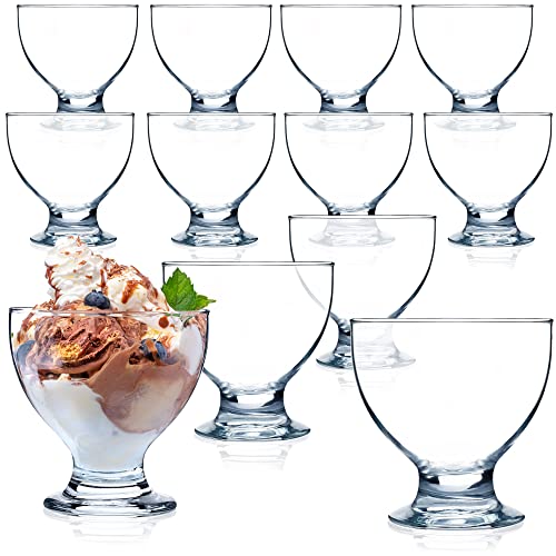 KADAX IJsbekerset, ijsschalen, dessertglazen met voet voor ijs, desserts, fruit, voorgerechten, cocktails, 12 stuks, 450 ml