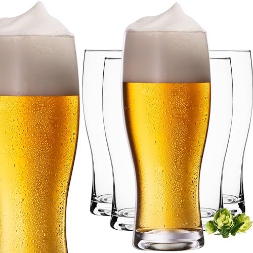 PLATINUX Bierglazen 500 ml (max. 640 ml) gemaakt van glas set van 6 biernoedels tarweglazen hoog bierglas 0,5 L