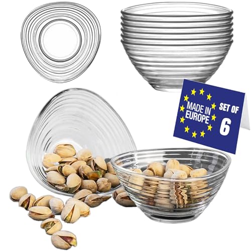 NORDIC SCHILLER LAV Set van 6 dessertkommen, 300 ml Blei Free glazen kommen, stapelbare glazen kommen, dessertbekers, puddingkommen, dessertkommen, fruitserveerschalen, sauzenkommen, dessert kommen