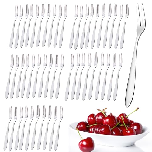 CINY 50 stuks Dessertvorken, Roestvrijstalen Fruitvork, Salade, Voorgerecht, Cake Kleine Vork Set, Cocktailvorken, Krabvorken, Decoratieve Vorken, Voor Gezinnen, Restaurants, Bistro's En Bars