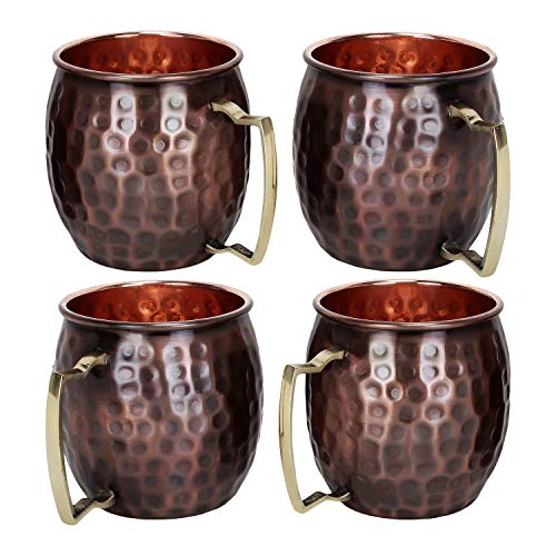 Zap Impex Antiquiteit koper gehamerd vaste Moscow Mule beker set van 4