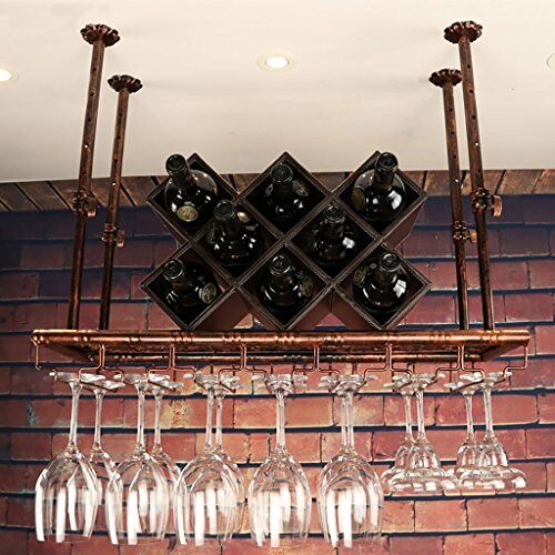 ANSNOW Bar Wijnglas Houder, Hangende Bekerhouder, Omgekeerde Bekerhouder, Ktv Bekerhouder Decoratie/Bruin/L100*B35Cm