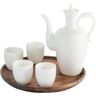 Lavendre Keramische Sake Set, Sake Set Japans, Sake Pot Sake Cup Modern Gebruikt voor thuisfeesten en geweldige cadeaus, 4 Sake Cups + 1 Sake Pot, zonder dienblad (met dienblad)