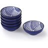 Urban Lifestyle Dipschaaltjes, 6 x ronde sausschaaltjes, 8 cm, met blauw en wit Japans Kaiyo-golfpatroon, sojasausschaaltjes, sushischaaltjes, jamschaaltjes, dipschaaltjes, dipschaaltjes