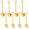 Melitt 8 Pieces Shovel Spoon Fork Shovel Coffee Spoon Shovel Handle Dessert Spoon Ice Cream Spoon Shovel Shape Fork (Gold)