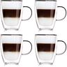 Orion Thermoglazen, 4 stuks, koffieglazen, dubbelwandig, dubbelwandige dubbelwandige glazen, thermoglas voor koffie, latte, cappuccino thee, 300 ml