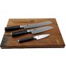 Palatina Werkstatt Kai Shun Premier Tim Mälzer   Officemesser TDM-1700   +Santoku TDM-1702   + Brotmesser TDM-1705  + massives Eichenbrett aus Fassholz, 40x30 cm